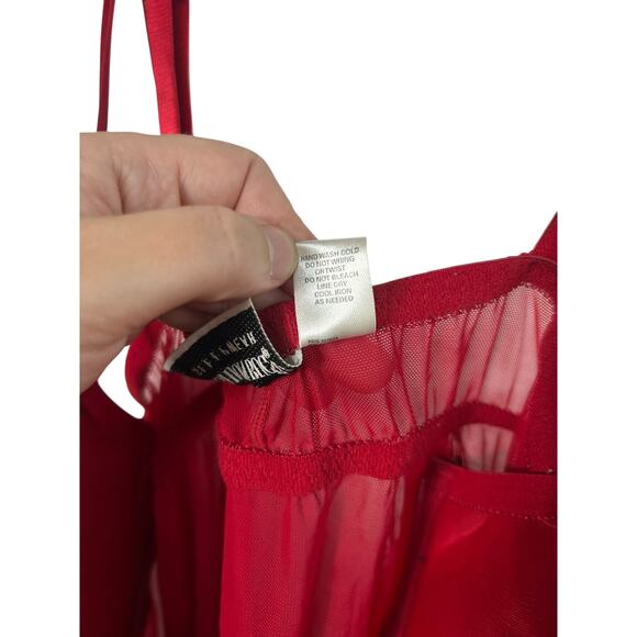 Y2K‎ Red Mesh Babydoll Nightie Lingerie 2X Coquette Romantic Goth Vintage - Picture 7 of 7